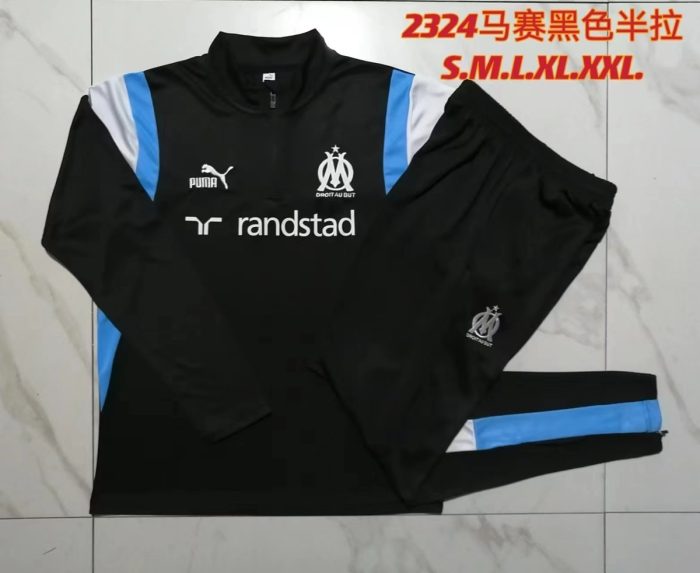 Olympique de Marseille 23-24 Half-Zip Jacket Black (White Badge) - 图片 9