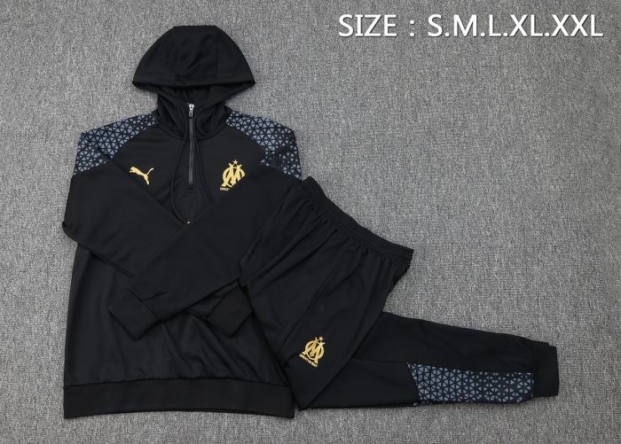 Olympique de Marseille 23-24 Half-Zip Hoodie Black - 图片 2
