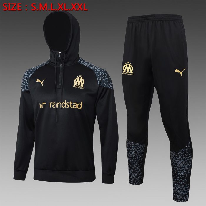 Olympique de Marseille 23-24 Half-Zip Hoodie Black - 图片 8