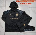 Olympique de Marseille 23-24 Half-Zip Hoodie Black - 图片 9