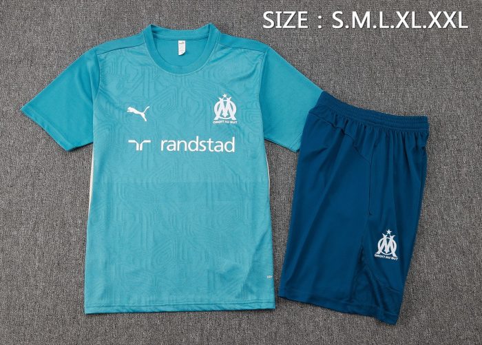Olympique de Marseille 24-25 Short Sleeve Training Shirt Lake Blue - 图片 2