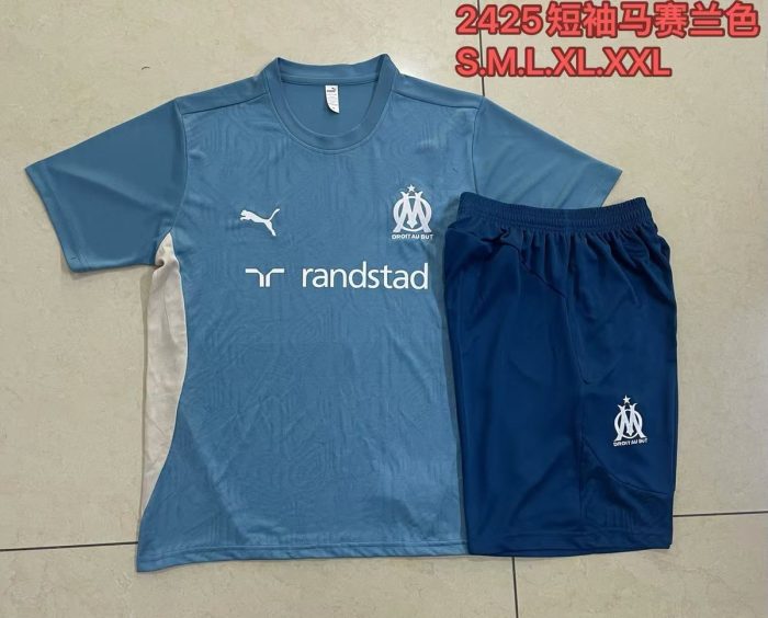 Olympique de Marseille 24-25 Short Sleeve Training Shirt Lake Blue - 图片 9