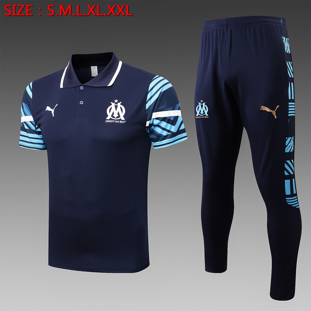 Olympique de Marseille 22/23 Polo Shirt Navy Blue