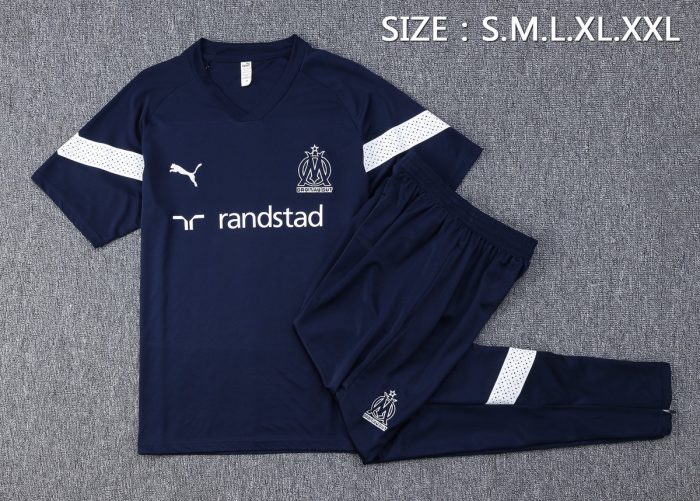 Olympique de Marseille 22-23 Training Short Sleeve Set in Royal Blue (with Pants) - 图片 2