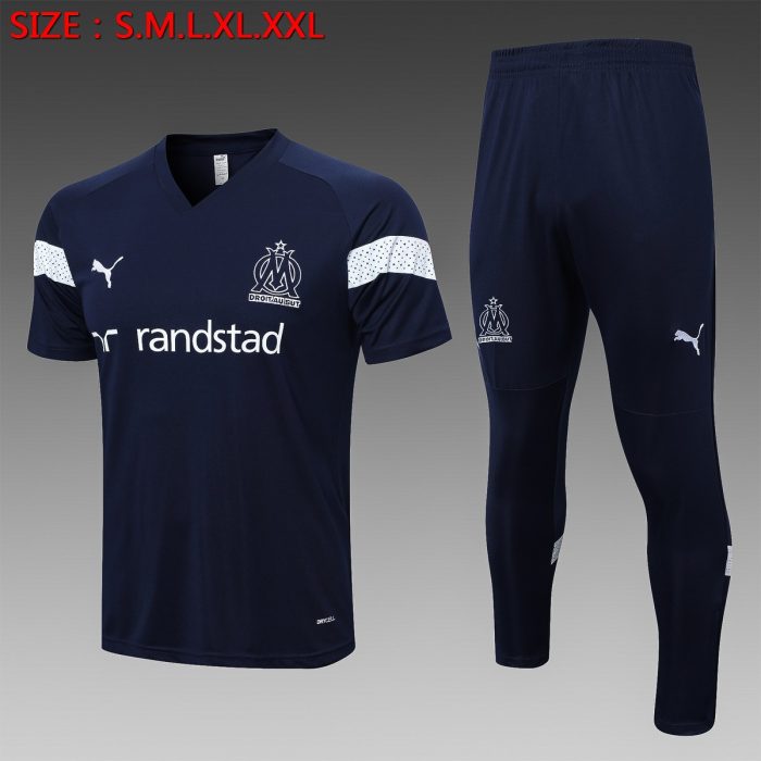 Olympique de Marseille 22-23 Training Short Sleeve Set in Royal Blue (with Pants) - 图片 8
