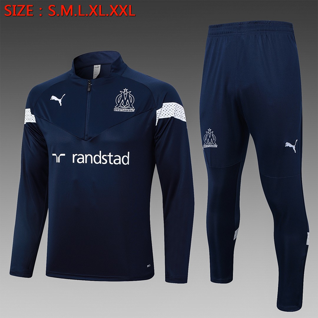 Olympique de Marseille 22/23 Half Zip Jacket Blue