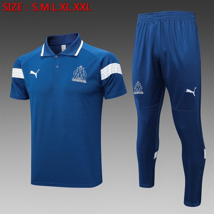Olympique de Marseille 22/23 Polo Shirt Navy Blue with White Trim - 图片 8