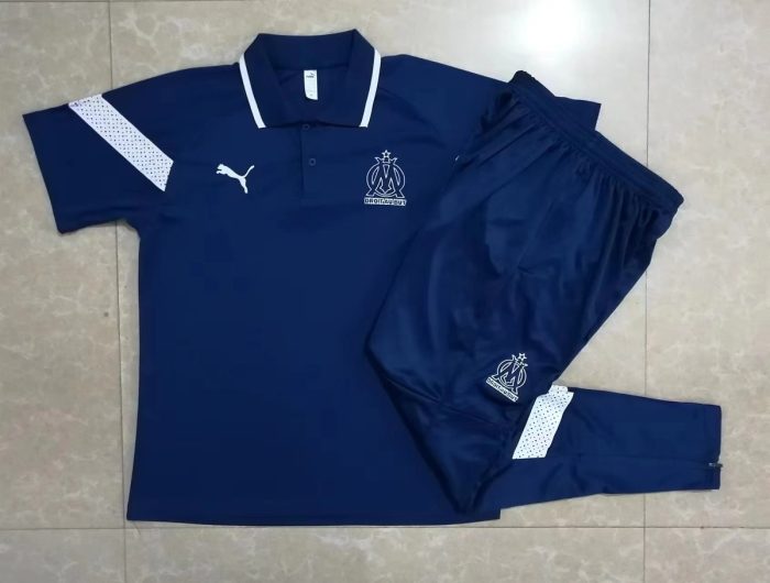 Olympique de Marseille 22/23 Polo Shirt Navy Blue with White Trim - 图片 9