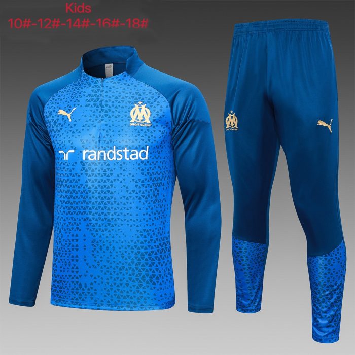 Olympique de Marseille 23-24 Half-Zip Jacket Cyan Kids - 图片 2