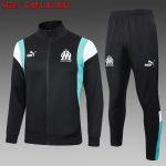 Olympique de Marseille 23-24 Black Training Jacket with White and Blue Shoulder