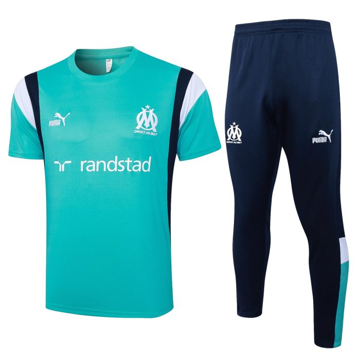 Olympique de Marseille 23-24 Short Sleeve Training Set in Lake Blue (with Pants) - 图片 8