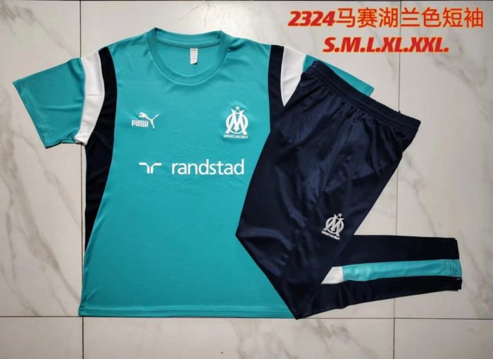 Olympique de Marseille 23-24 Short Sleeve Training Set in Lake Blue (with Pants) - 图片 9
