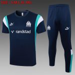 Olympique de Marseille 23-24 Short Sleeve Training Suit in Royal Blue (with Pants)