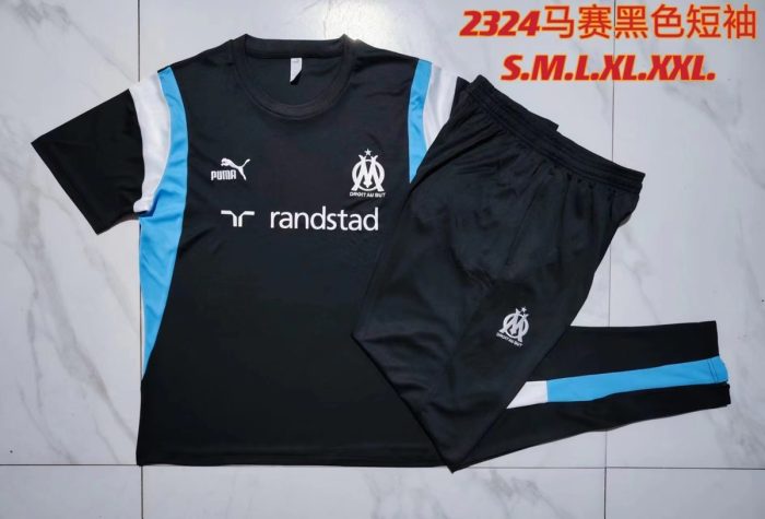 Olympique de Marseille 23-24 Black Short Sleeve Training Suit - 图片 9