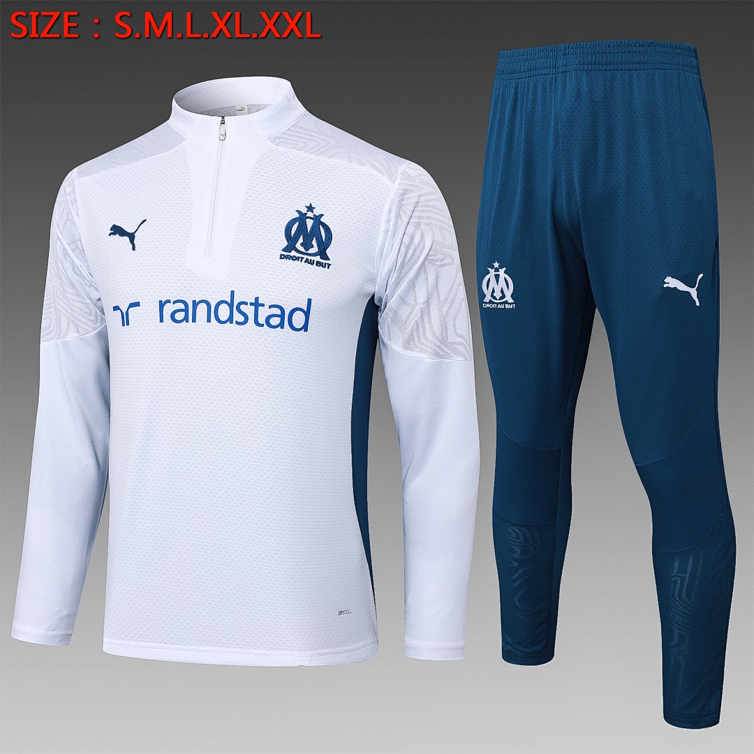 Olympique de Marseille 24-25 White Half-Zip Jacket (Player Version)