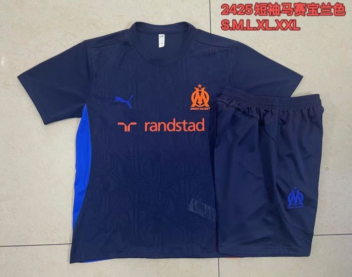 Olympique de Marseille 24-25 Short Sleeve Training Jersey - Blue - 图片 9