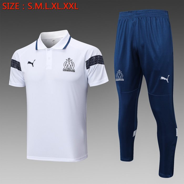 Olympique de Marseille 22/23 Polo Shirt White with Black Trim - 图片 8