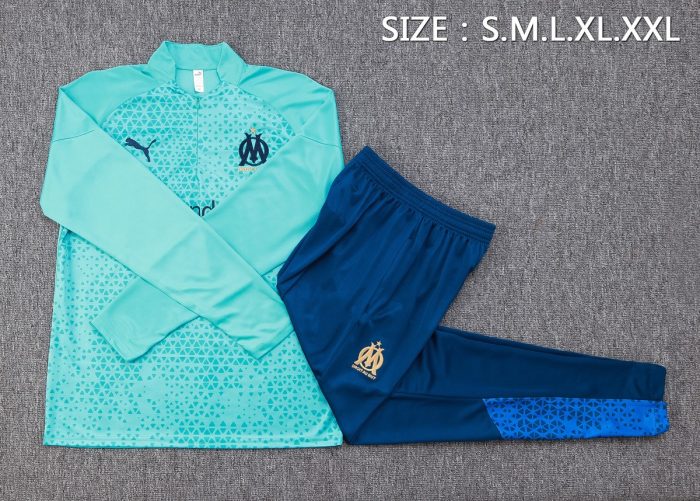 Olympique de Marseille 23-24 Half-Zip Jacket Lake Blue (Front Print) - 图片 2