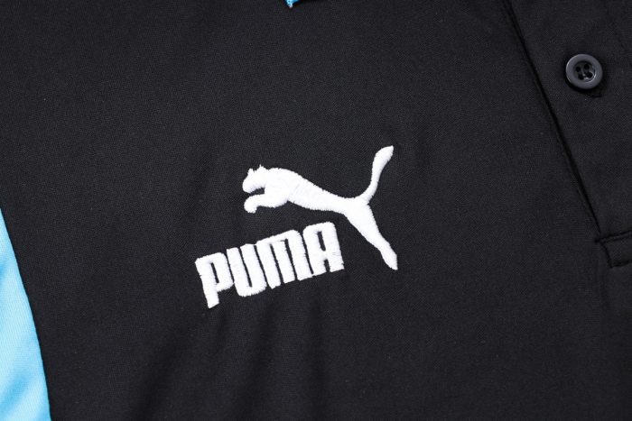 Olympique de Marseille 23-24 Polo Shirt Black with White and Blue Shoulder - 图片 5