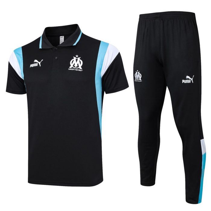 Olympique de Marseille 23-24 Polo Shirt Black with White and Blue Shoulder - 图片 8