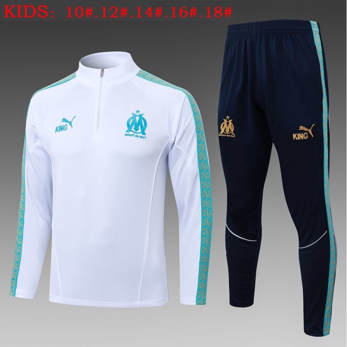 Olympique de Marseille White Children's Half-Zip Jacket - 图片 2