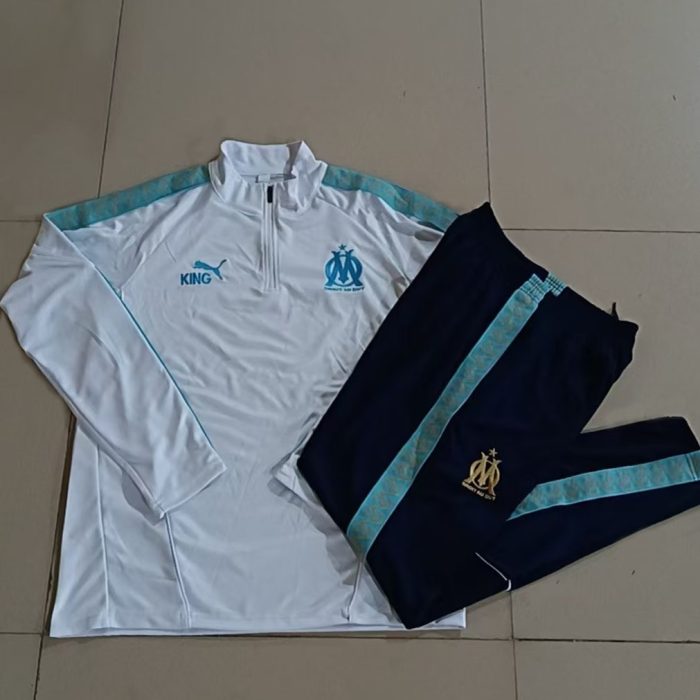 Olympique de Marseille White Children's Half-Zip Jacket - 图片 4