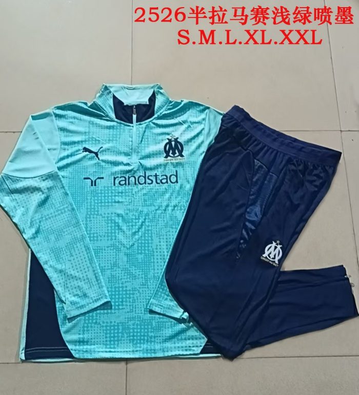 Olympique de Marseille 25/26 Semi-Zip Jacket Light Green Spray - 图片 9