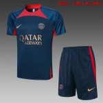 PSG 23-24 Navy Blue Short Sleeve Training Suit - 图片 2