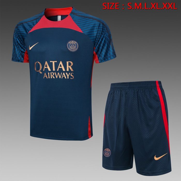 PSG 23-24 Navy Blue Short Sleeve Training Suit - 图片 2