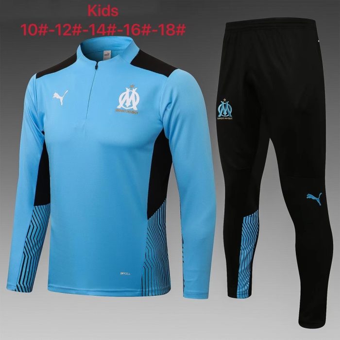 Olympique de Marseille 21-22 Light Blue Half-Zip Jacket Kids - 图片 2