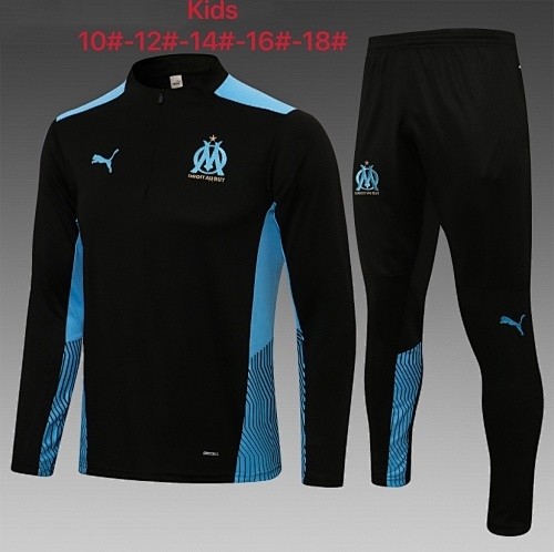 Olympique de Marseille 21-22 Half-Zip Jacket Black Kids