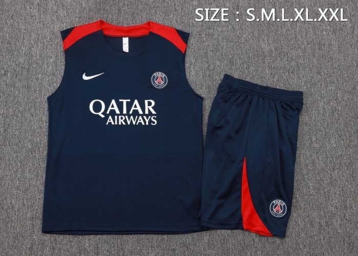 Paris Saint-Germain Blue Training Vest with Red Shoulders - 图片 2