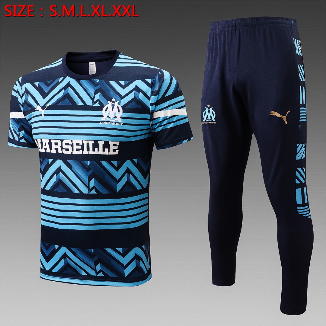 Olympique de Marseille 22/23 Short Sleeve Full Body Spray Blue