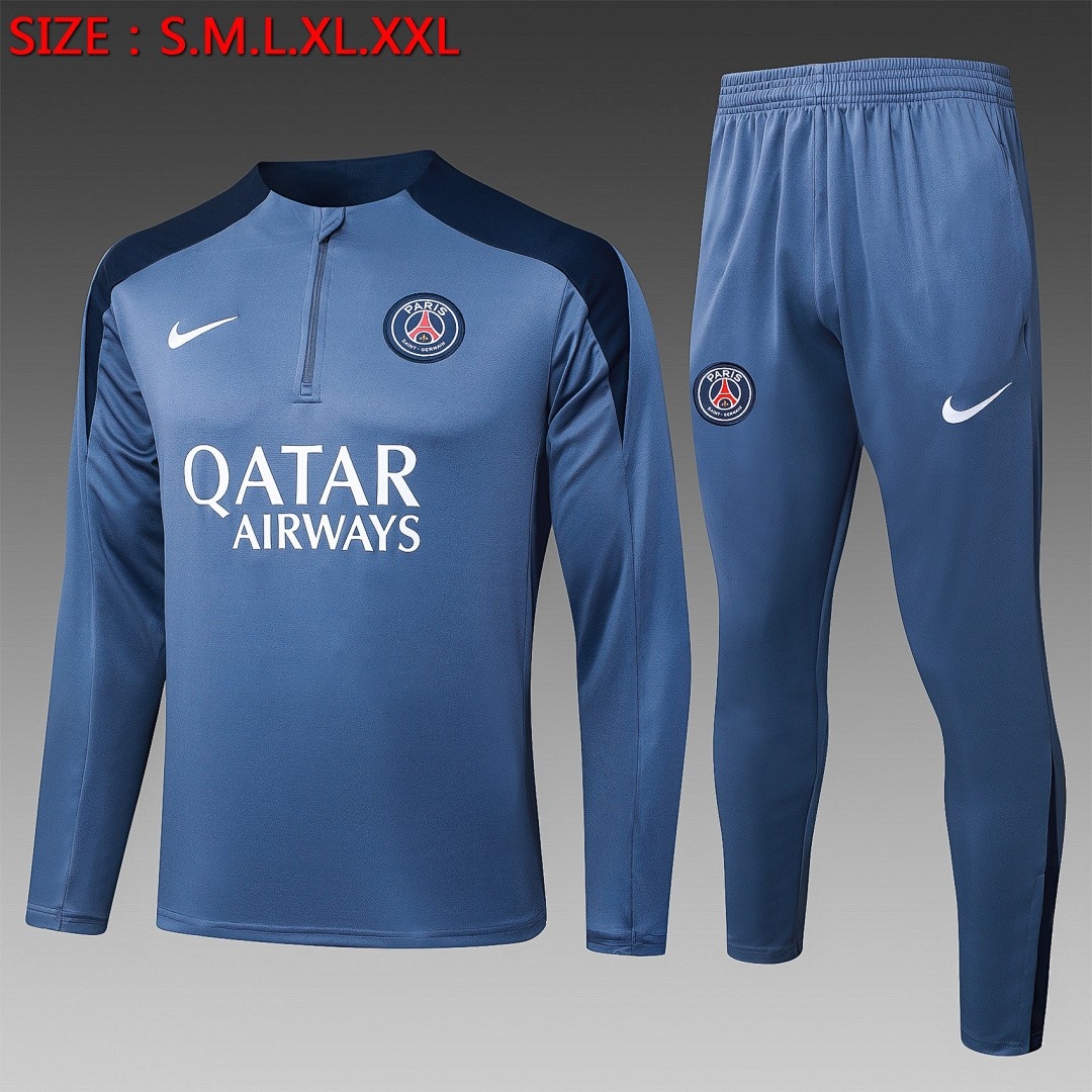 JER-6902_1 PSG 25/26 Season Gray Half-Zip Jacket - 图片 1
