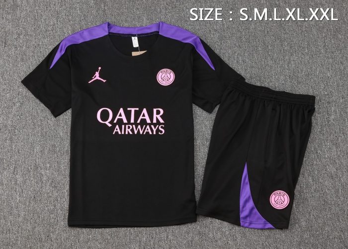 PSG 24/25 Jordan Black Short Sleeve T-Shirt - 图片 2