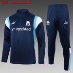 Olympique de Marseille 23-24 Half-Zip Jacket in Blue with White and Blue Shoulder