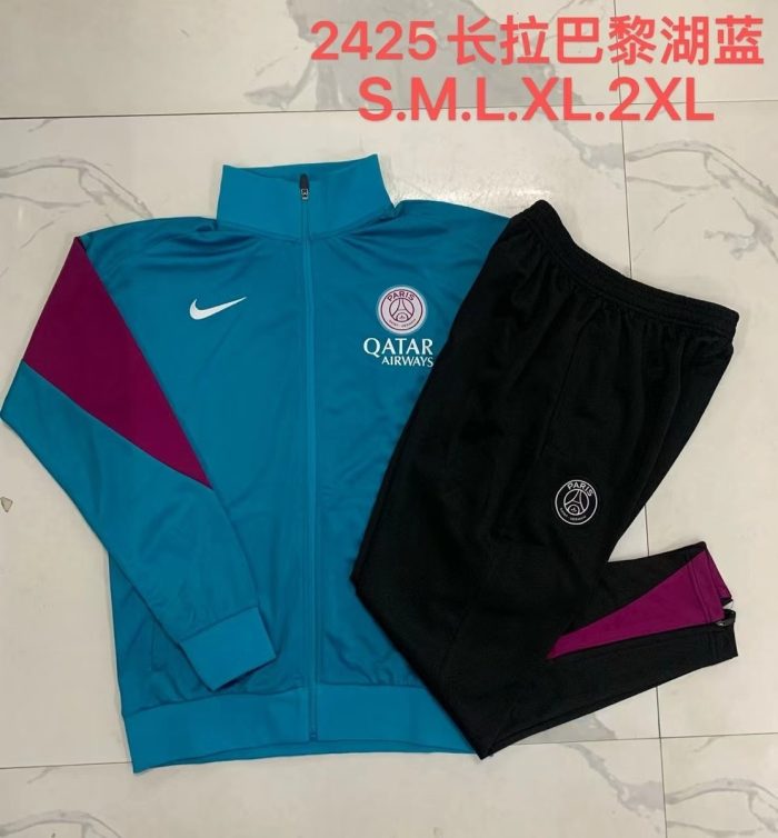 PSG 24/25 Long Zipper Jacket Lake Blue - 图片 9