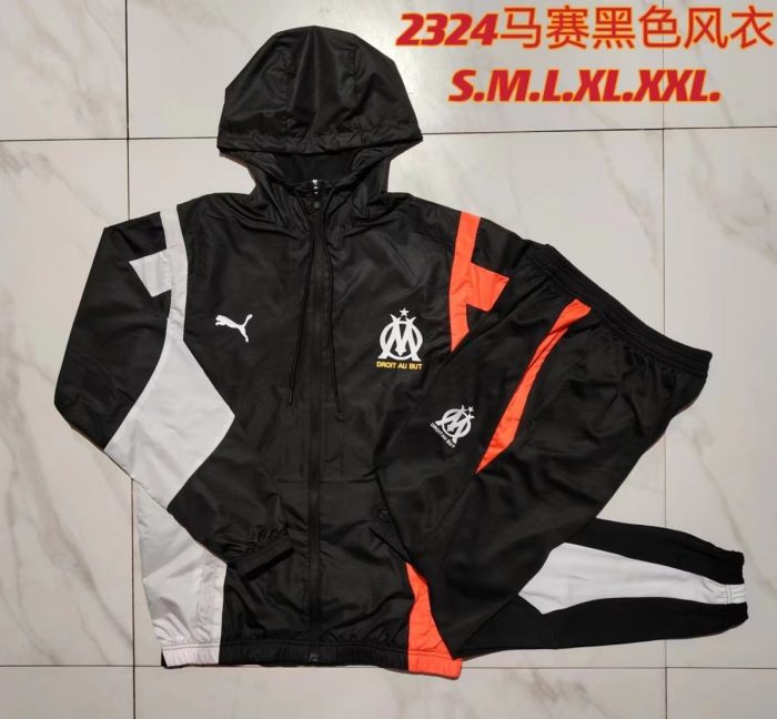 Olympique de Marseille 23-24 Black Windbreaker - 图片 9
