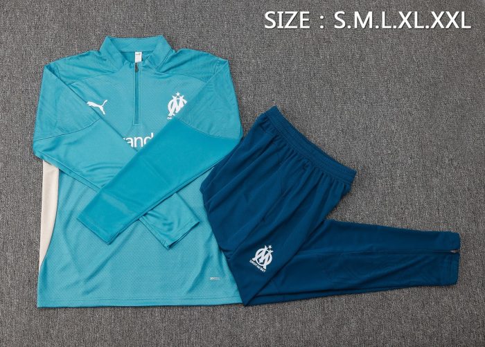 Olympique de Marseille 24-25 Player Version Half-Zip Jacket Blue Lake Blue - 图片 2