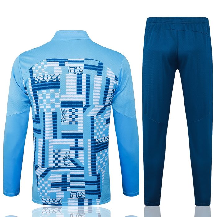 Olympique de Marseille 24-25 Half-Zip Light Blue Splatter Player Version - 图片 7