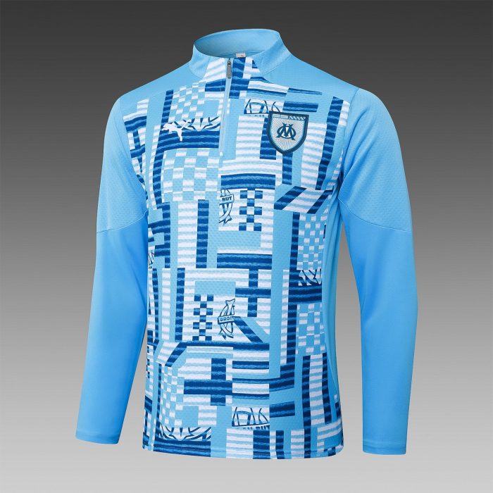 Olympique de Marseille 24-25 Half-Zip Light Blue Splatter Player Version - 图片 8