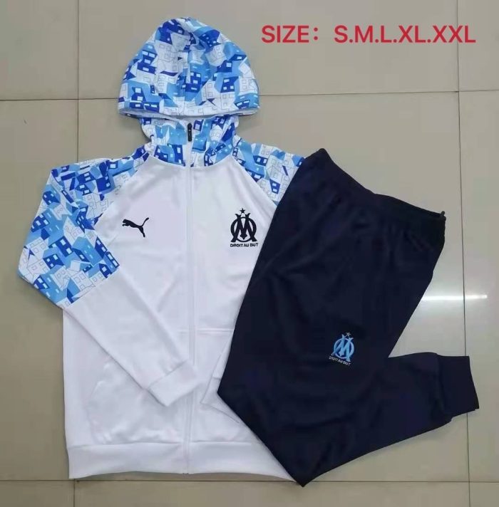 Olympique de Marseille 2021 Long Zip Jacket White - 图片 9