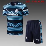 Olympique de Marseille 22/23 Training Short Sleeve Set in Royal Blue with Printed Logo