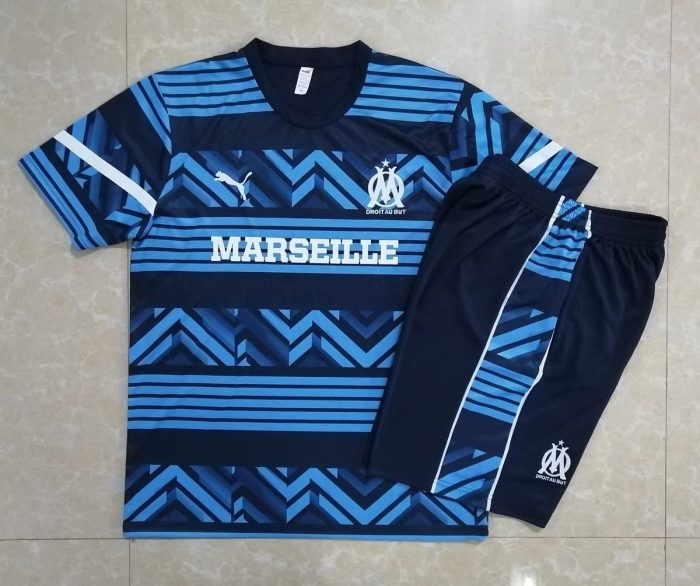 Olympique de Marseille 22/23 Training Short Sleeve Set in Royal Blue with Printed Logo - 图片 9