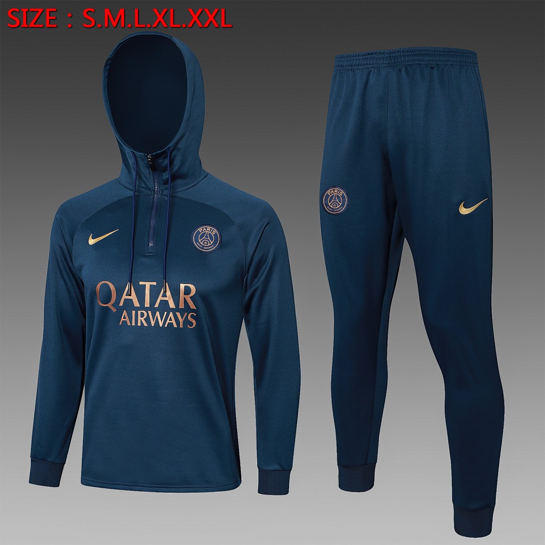 PSG 23-24 Half-Zip Hoodie Navy Blue