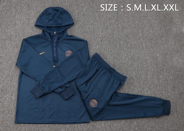 PSG 23-24 Half-Zip Hoodie Navy Blue - 图片 2
