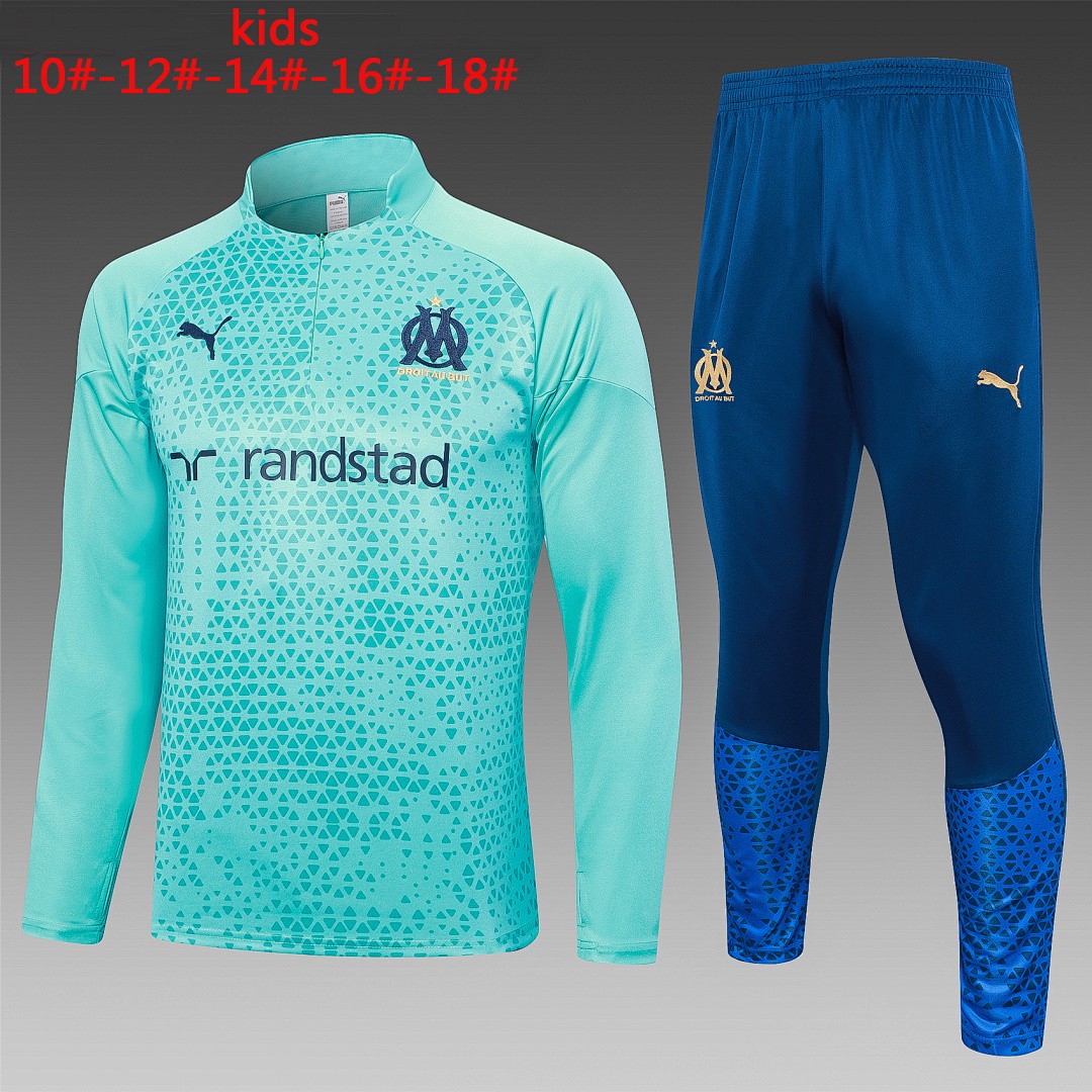 Olympique de Marseille 23-24 Half-Zip Jacket Kids Lake Blue