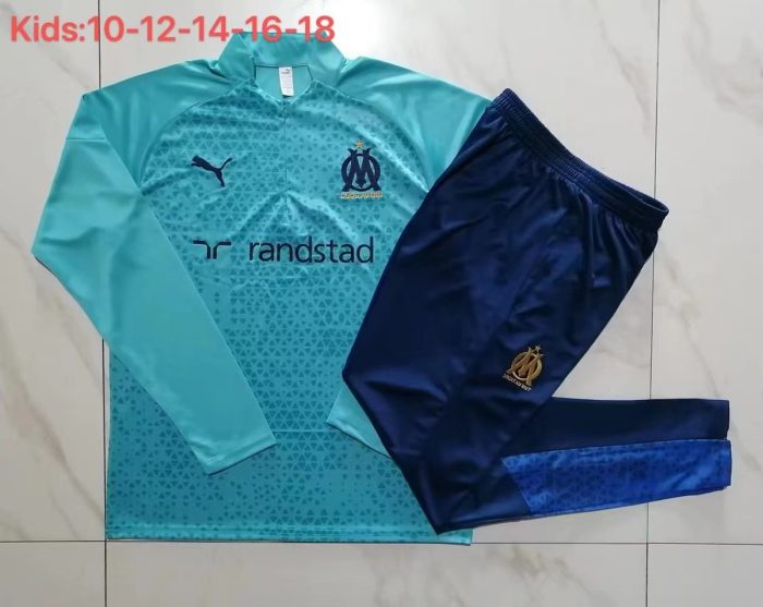 Olympique de Marseille 23-24 Half-Zip Jacket Kids Lake Blue - 图片 3