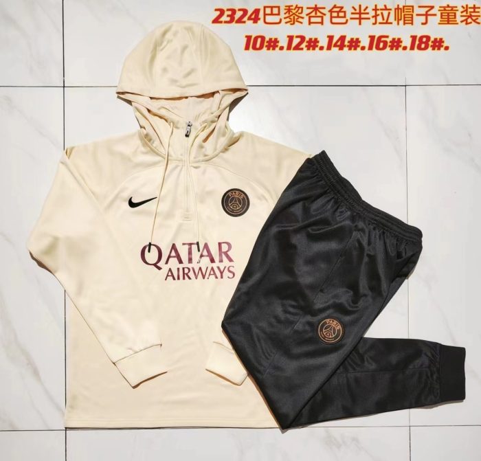 PSG 23-24 Half-Zip Hoodie Kids Apricot - 图片 3