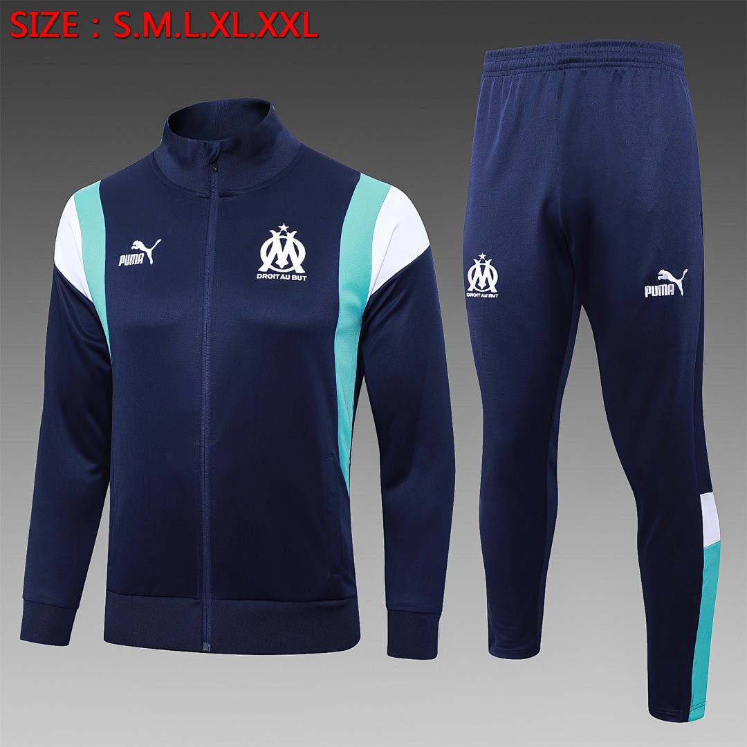 Olympique de Marseille 23-24 Training Jacket Blue with White Shoulder